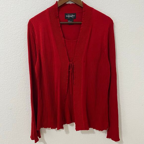 Requirements Sweaters - Vintage Requirements Cardigan Sweater Built in Tank Womens Size L Long Sleeve